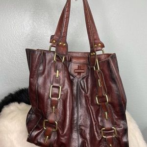 Leather brown purse / gold hardware